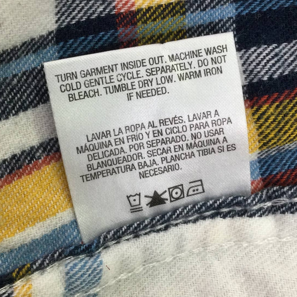 Roebuck & Co White Yellow Plaid Collared Cotton Button Down Flannel Shirt XL - Picture 7 of 11